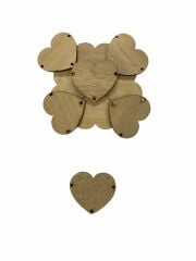 Ahşap Süs Minik Kalp Açık Meşe  10 Adet