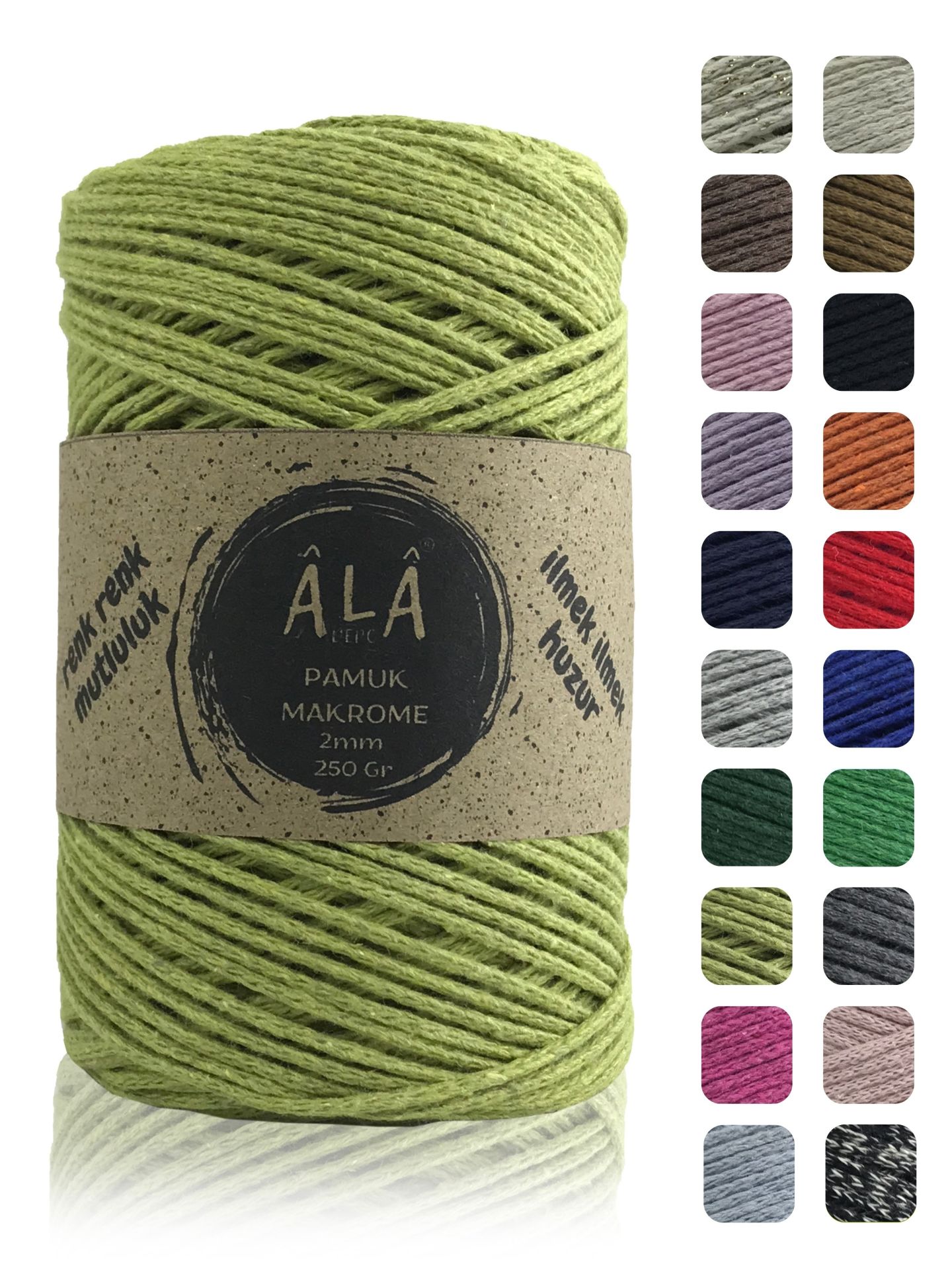 Pamuk Makrome İpi 2mm Cotton Zincir Makrome Çanta İpi Supla İpi Koton İp 250 Gram Fıstık