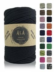 Pamuk Makrome İpi 2mm Cotton Zincir Makrome Çanta İpi Supla İpi Koton İp 250 Gram Siyah