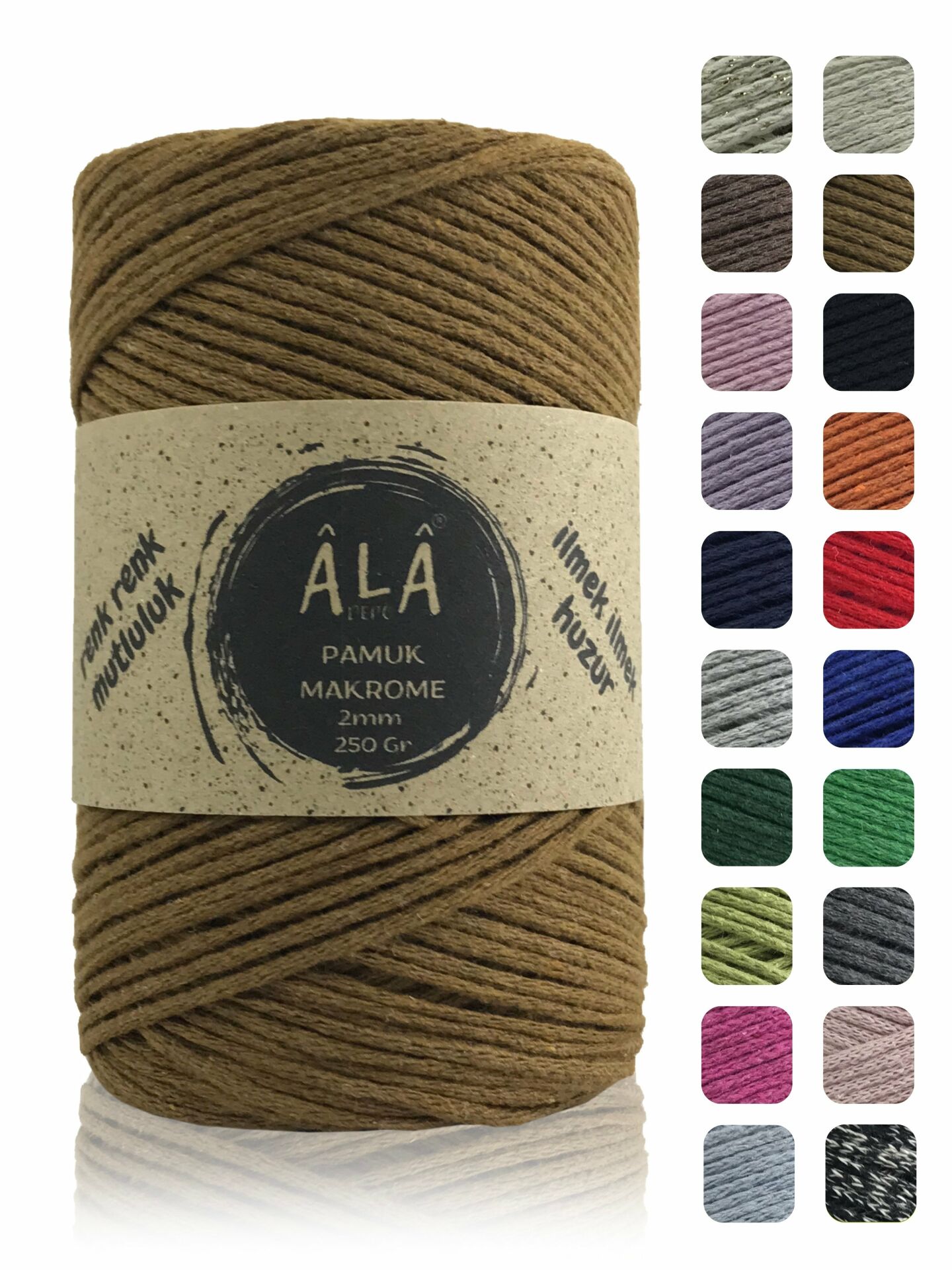 Pamuk Makrome İpi 2mm Cotton Zincir Makrome Çanta İpi Supla İpi Koton İp 250 Gram Taba