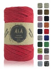 Pamuk Makrome İpi 2mm Cotton Zincir Makrome Çanta İpi Koton İp 250 Gram Kırmızı