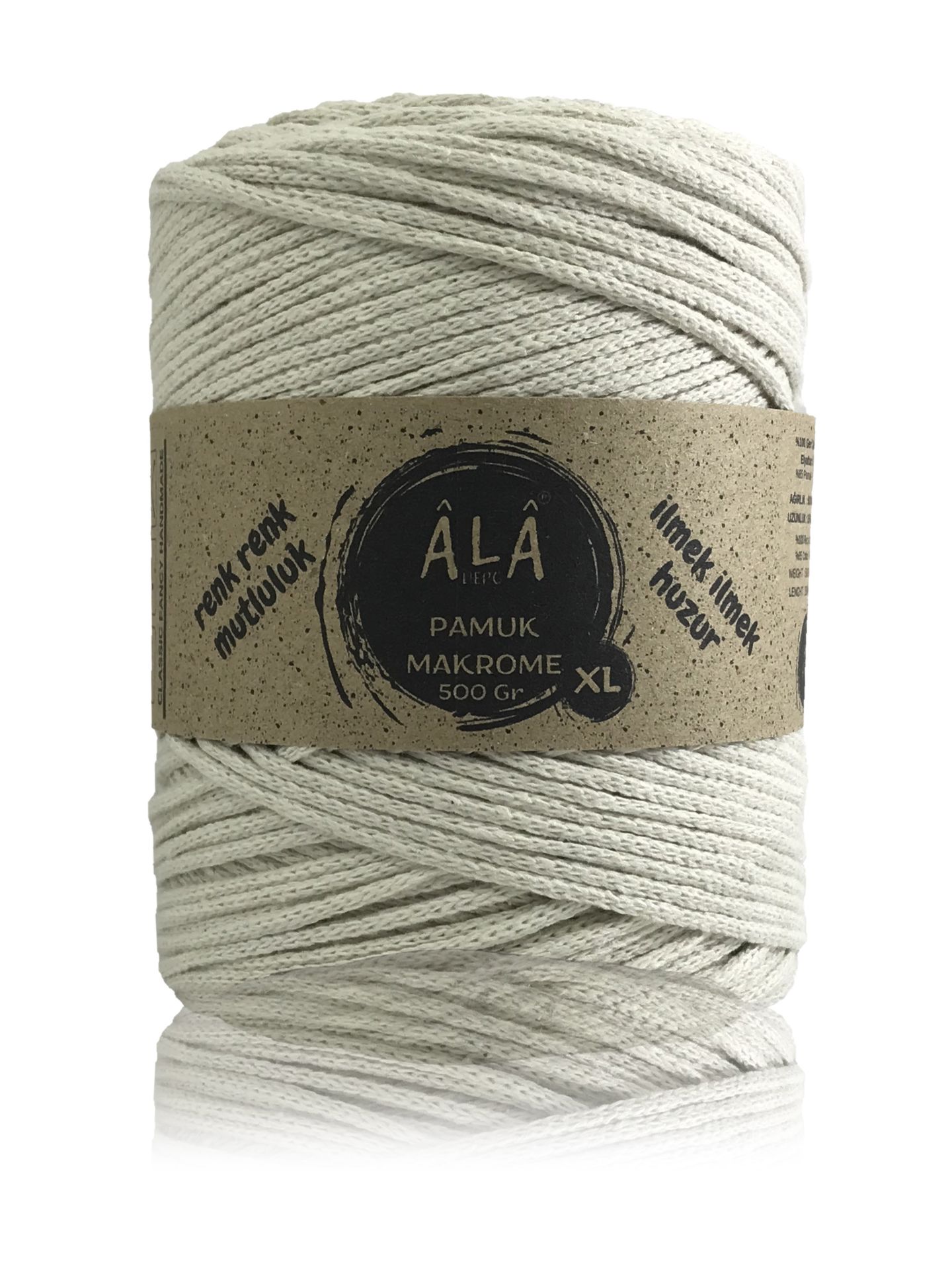 Pamuk Makrome İpi XL  Zincir Makrome Çanta İpi (500 Gram) Ekru