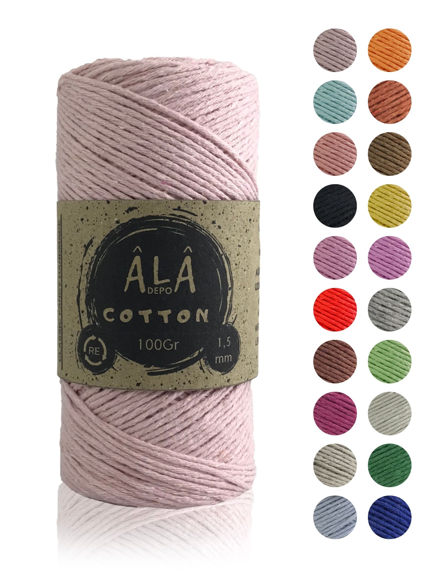 Cotton Panç Amigurumi İpi Koton Punch İpi 1,5mm - 100 Gram Pudra