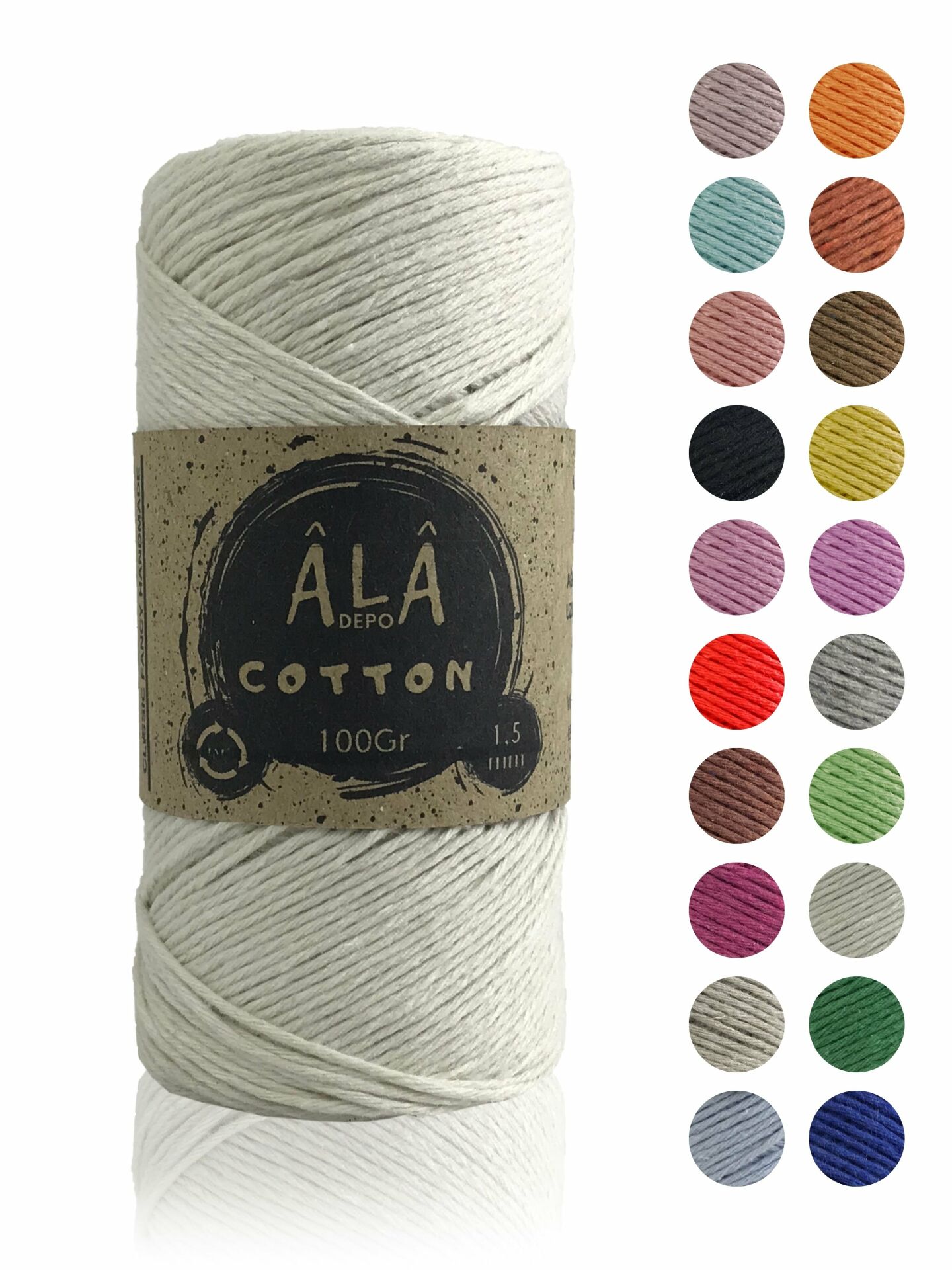Cotton Panç Amigurumi Koton Punch İpi 1,5mm - 100 Gram Kırık Beyaz (Ekru)
