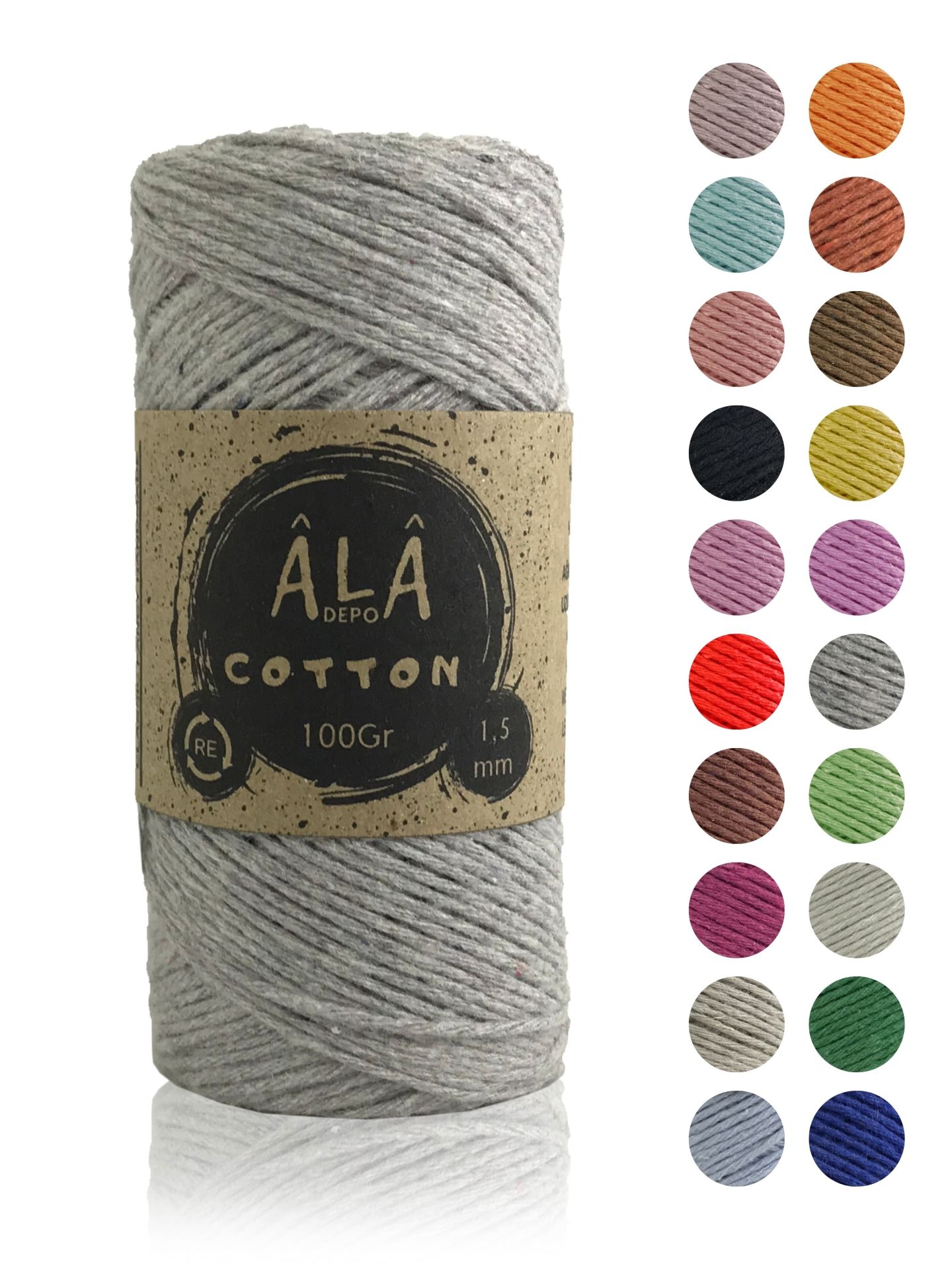 Cotton Panç Amigurumi İpi Koton Punch İpi 1,5mm - 100 Gram Melanj Gri