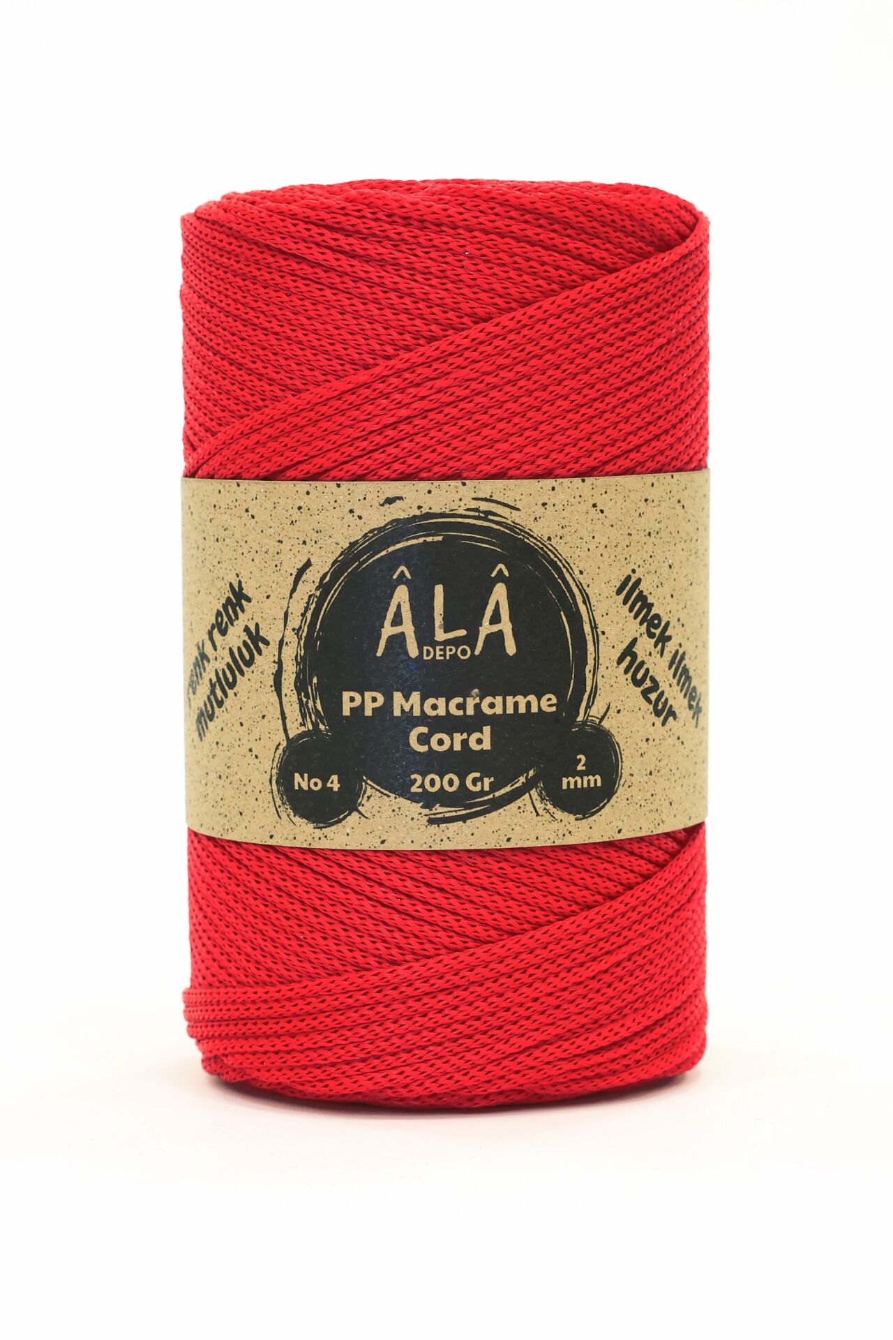 2 mm - 200 gr Polyester (PP) Makrome İpi 230 Mt Kırmızı