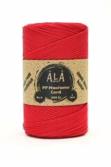 2 mm - 200 gr Polyester (PP) Makrome İpi 230 Mt Kırmızı