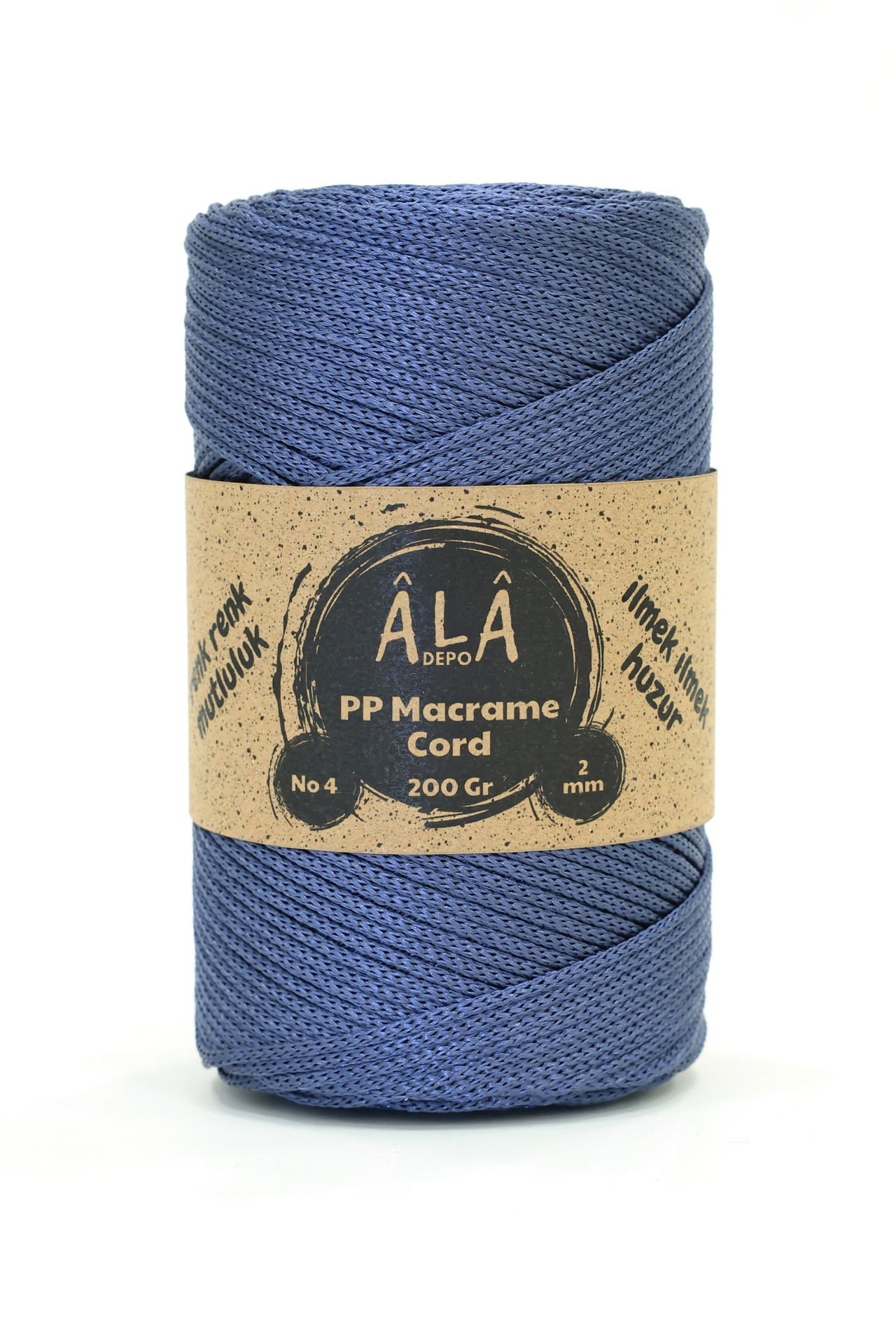 2 mm - 200 gr Polyester (PP) Makrome İpi 230 Mt Kot Mavi