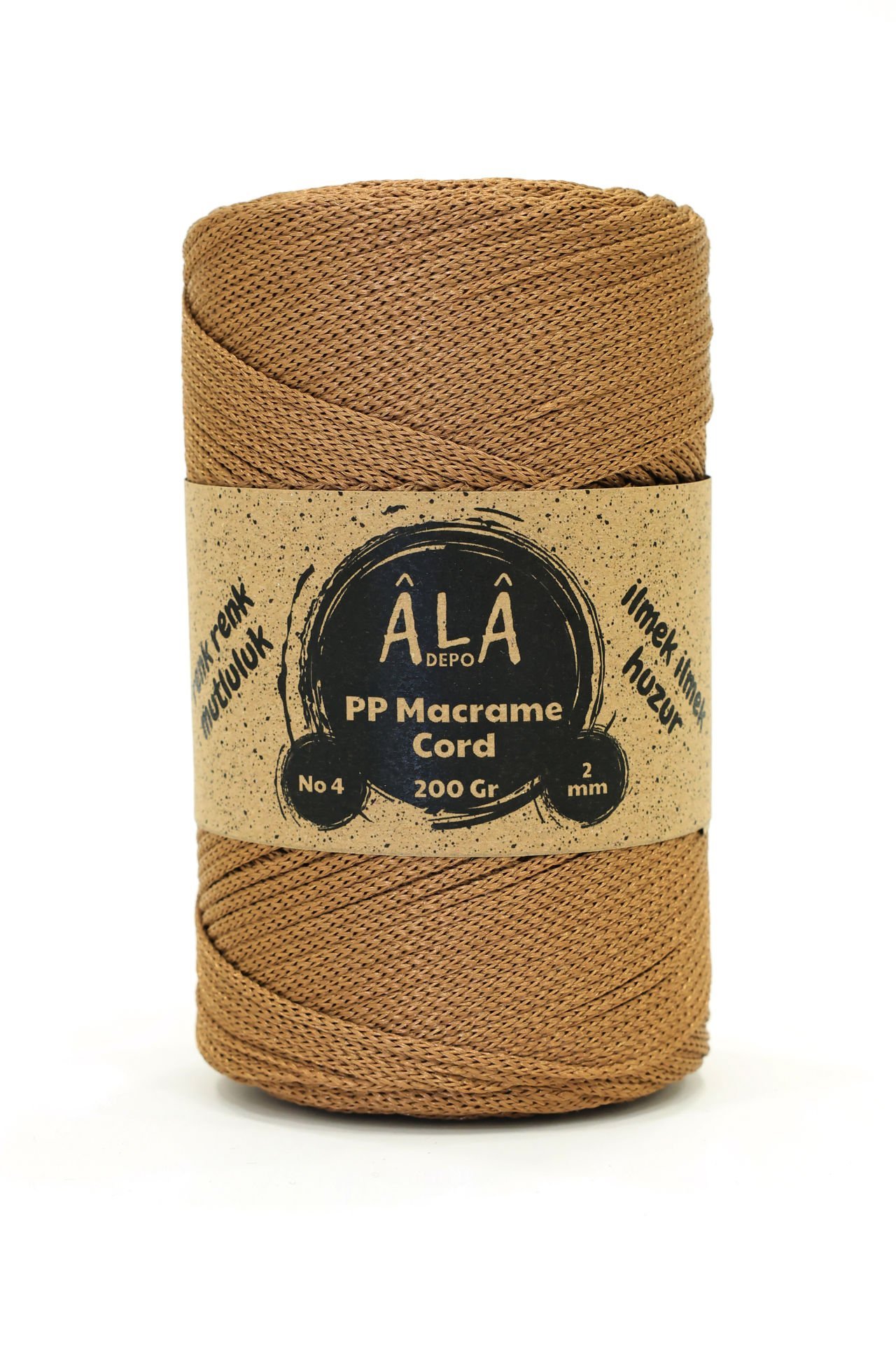 2 mm - 200 gr Polyester (PP) Makrome İpi 230 Mt Karamel