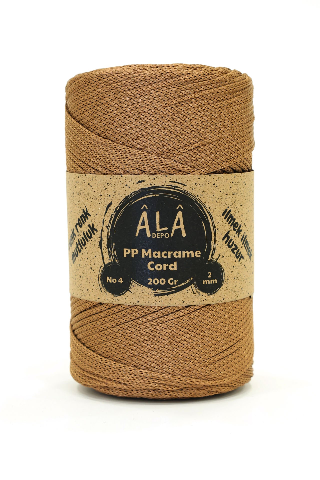 2 mm - 200 gr Polyester (PP) Makrome İpi 230 Mt Karamel