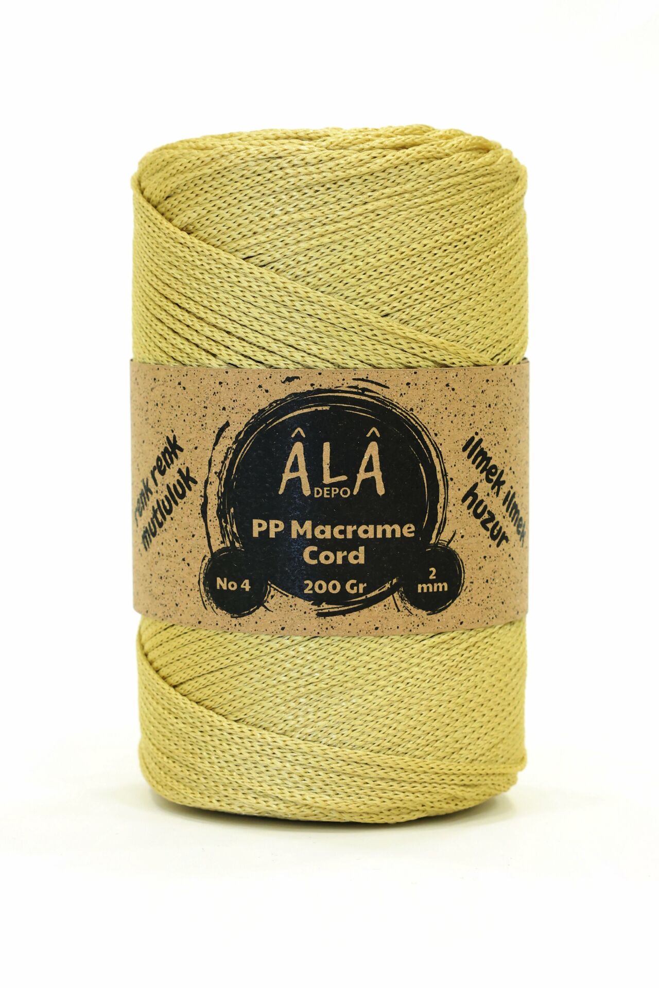 2 mm - 200 gr Polyester (PP) Makrome İpi 230 Mt Safran Gold