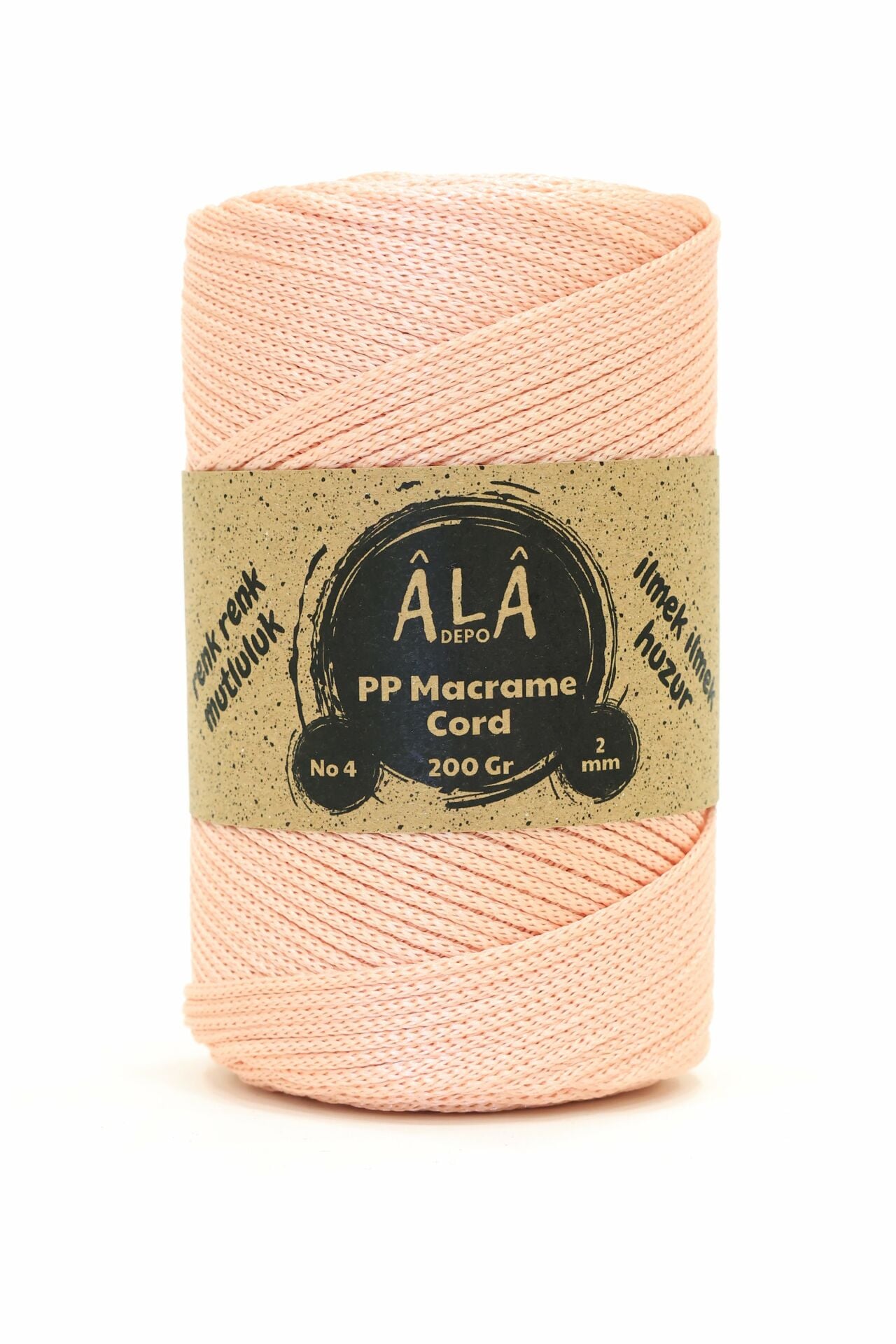 2 mm - 200 gr Polyester (PP) Makrome İpi 230 Mt Pudra