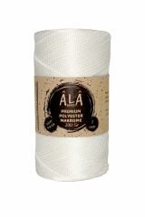 Premium Polyester Makrome İp (Süper Parlak) 2mm- 200Gr İnci Beyaz
