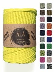 Koton Pamuk Makrome İpi 2mm Cotton Zincir Makrome Çanta İpi Supla İpi Koton İp 250 Gram Sarı Renk Tek Ebat Beden