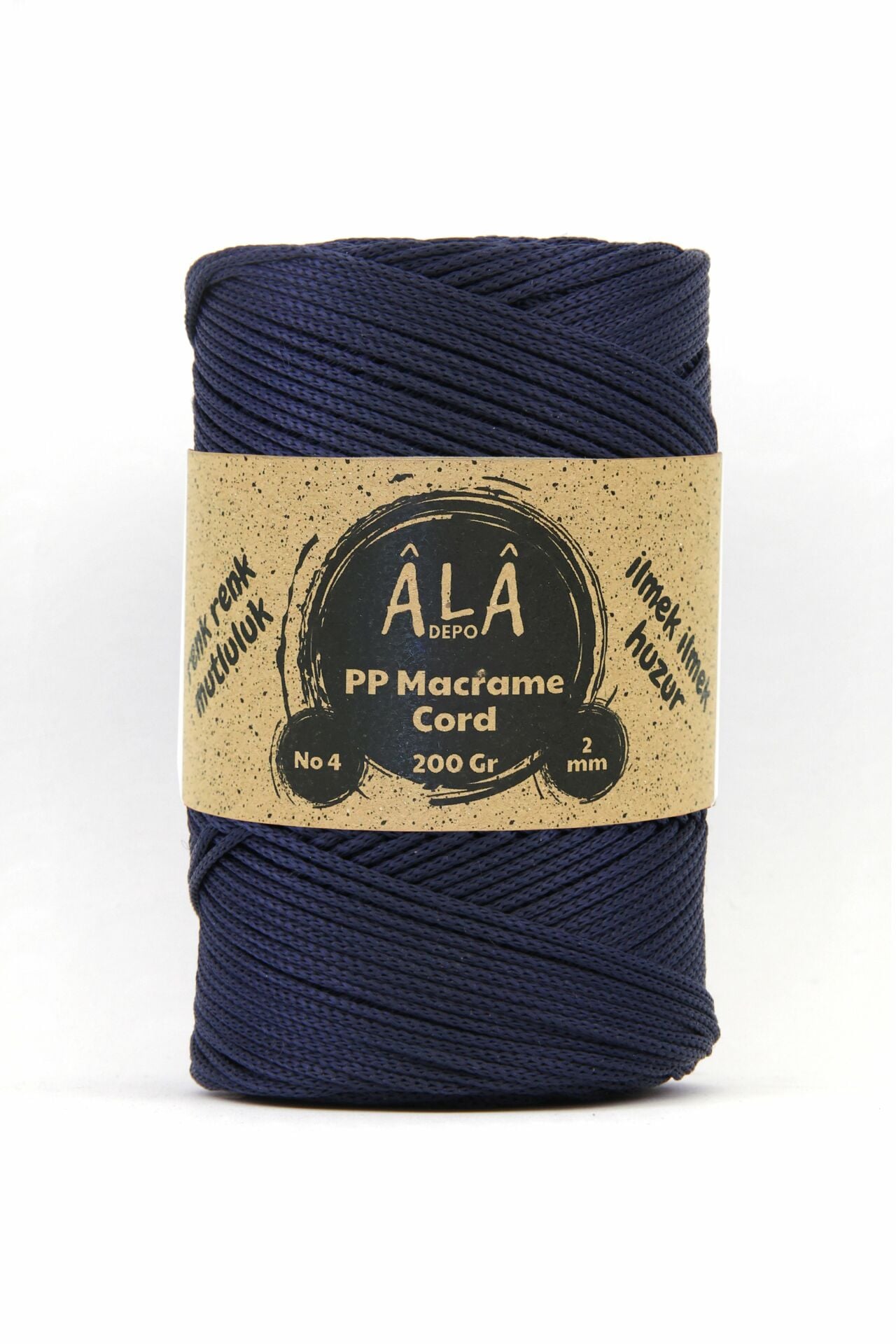2 mm - 200 gr Polyester (PP) Makrome İpi 230 Mt Lacivert