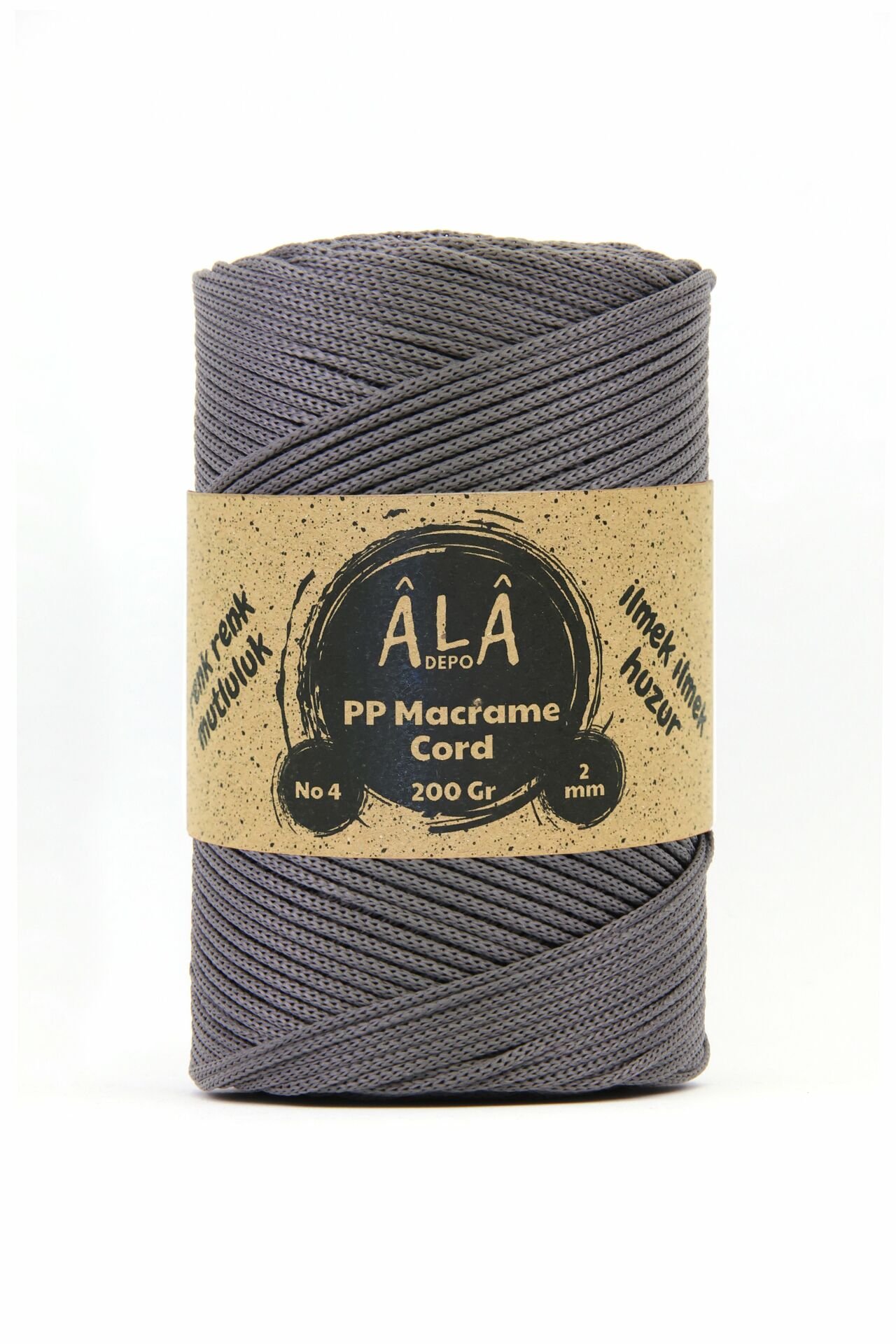 2 mm - 200 gr Polyester (PP) Makrome İpi 230 Mt Antrasit Gri