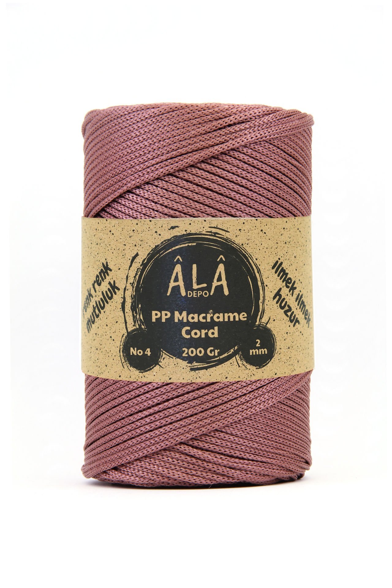 2 mm - 200 gr Polyester (PP) Makrome İpi 230 Mt Gül Kurusu