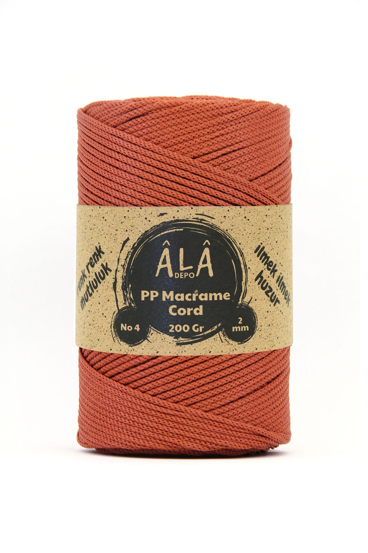 2 mm - 200 gr Polyester (PP) Makrome İpi 230 Mt Kiremit