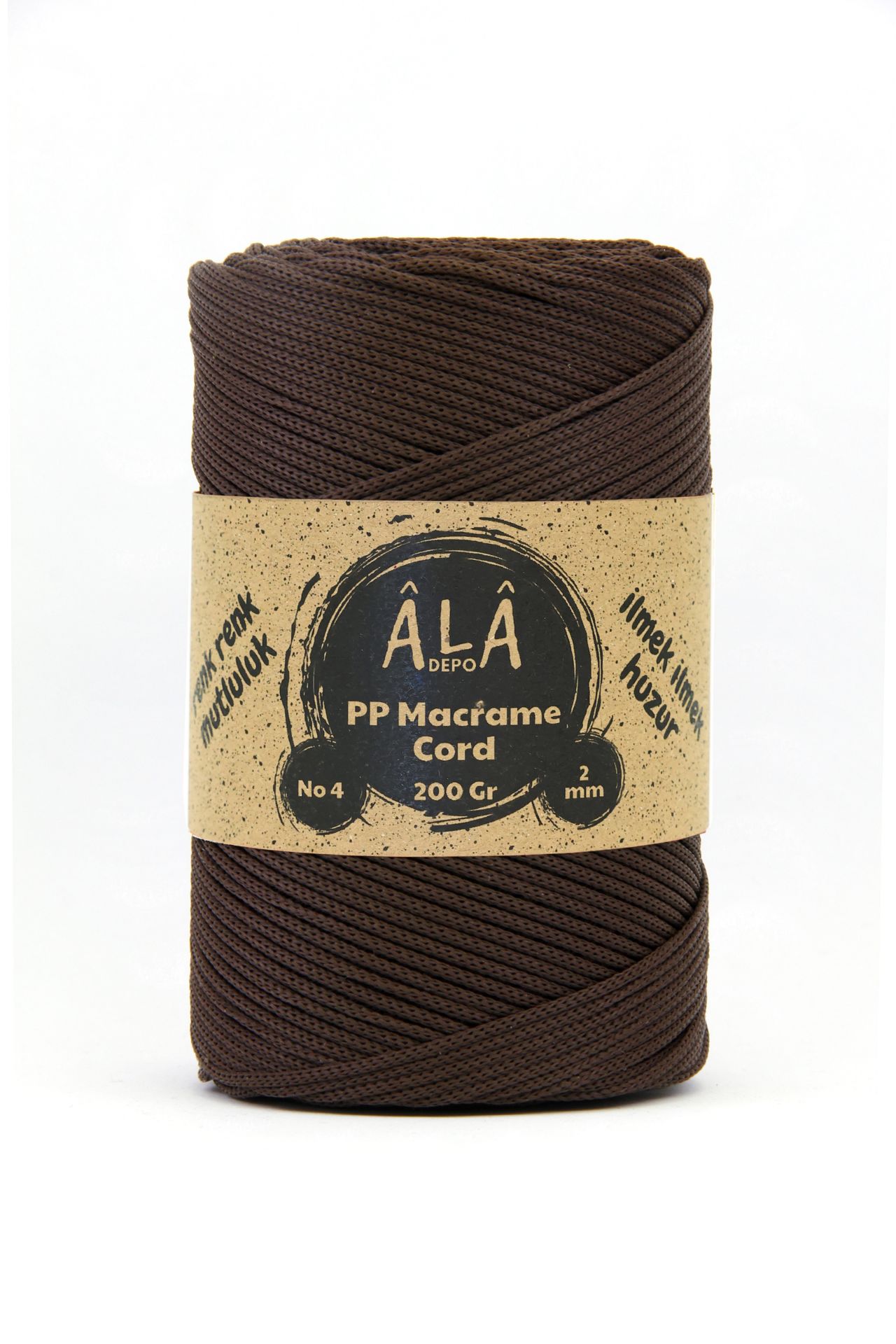 2 mm - 200 gr Polyester (PP) Makrome İpi 230 Mt Acı Kahve