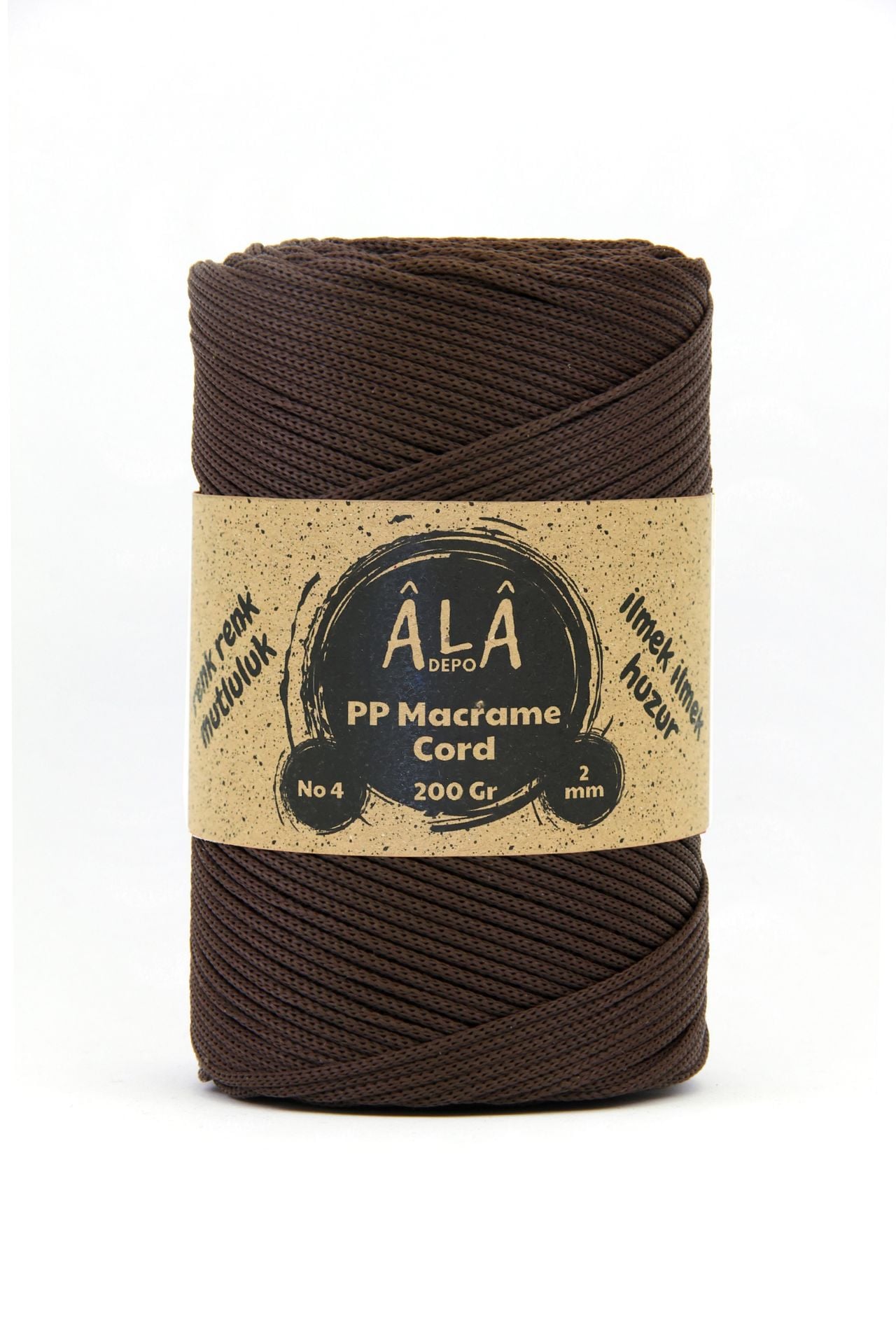 2 mm - 200 gr Polyester (PP) Makrome İpi 230 Mt Acı Kahve