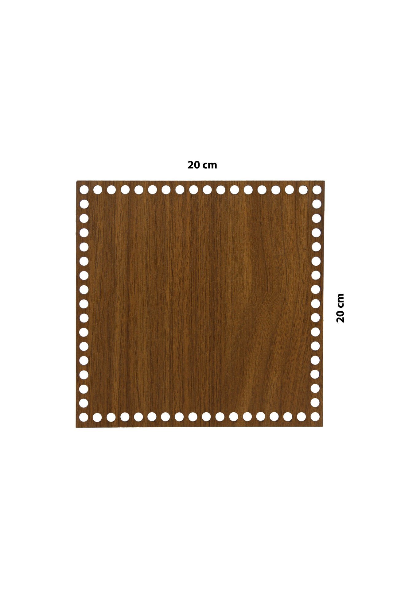 Ahşap Sepet Tepsi Tabanı Kare 20x20 cm Ceviz Çift Yüz 3mm MDF