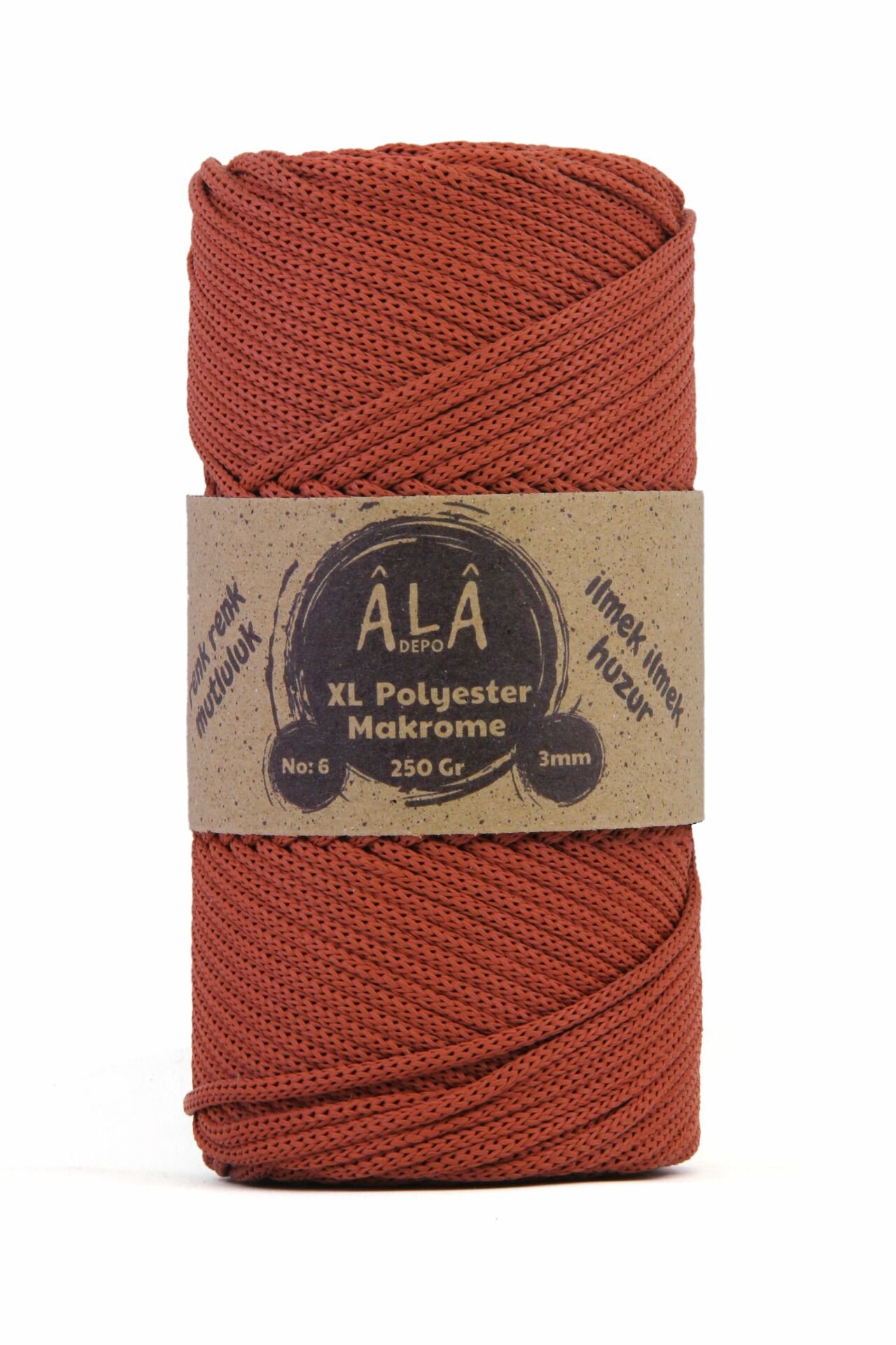 XL Polyester Makrome  No:6 - 3mm (Kalın) Çanta İpi Kiremit