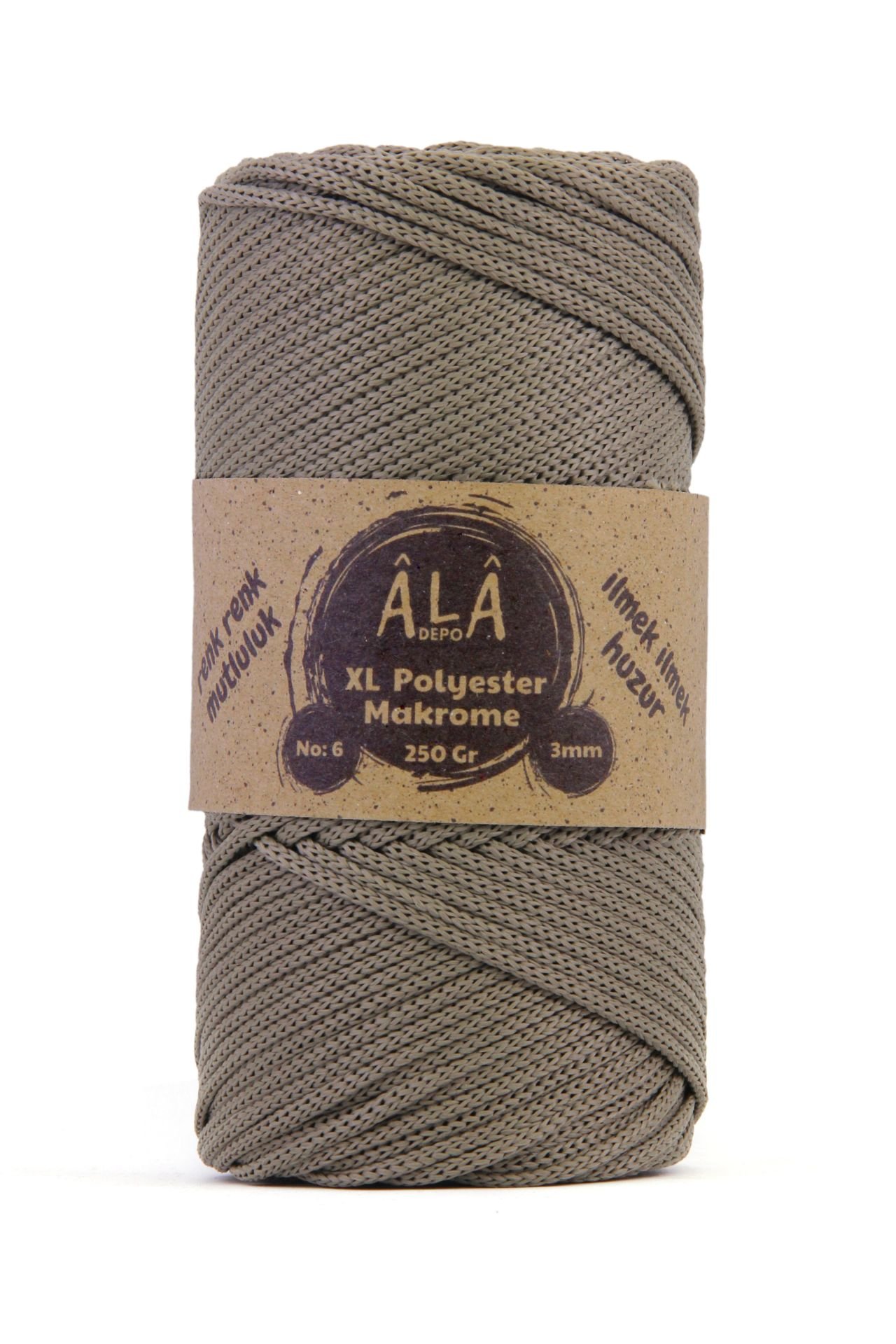 XL Polyester Makrome  No:6 - 3mm (Kalın) Çanta İpi Vizon