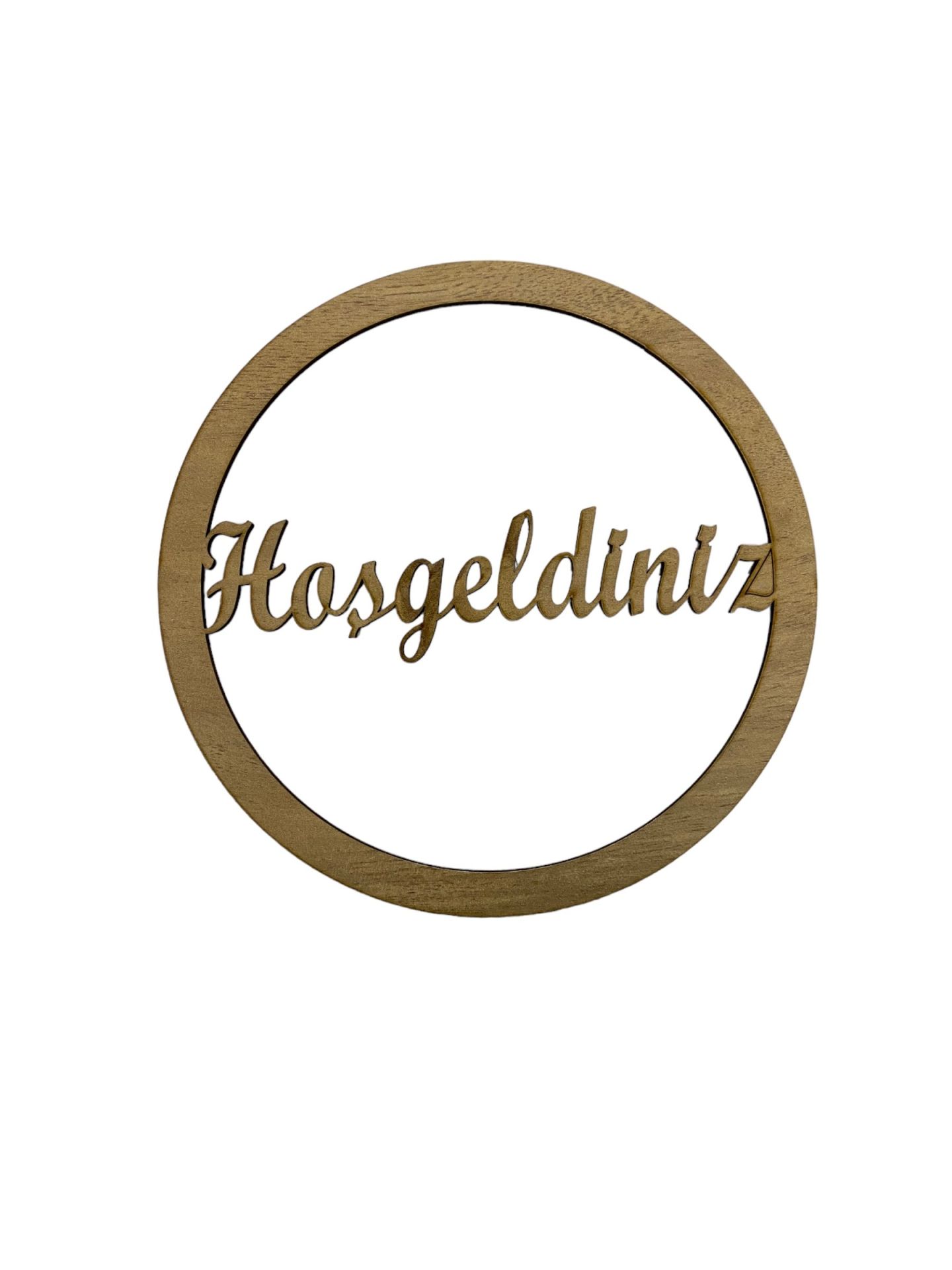 Ahşap Hoşgeldiniz  Makrome Kasnak Kapı Süsü Açık Meşe