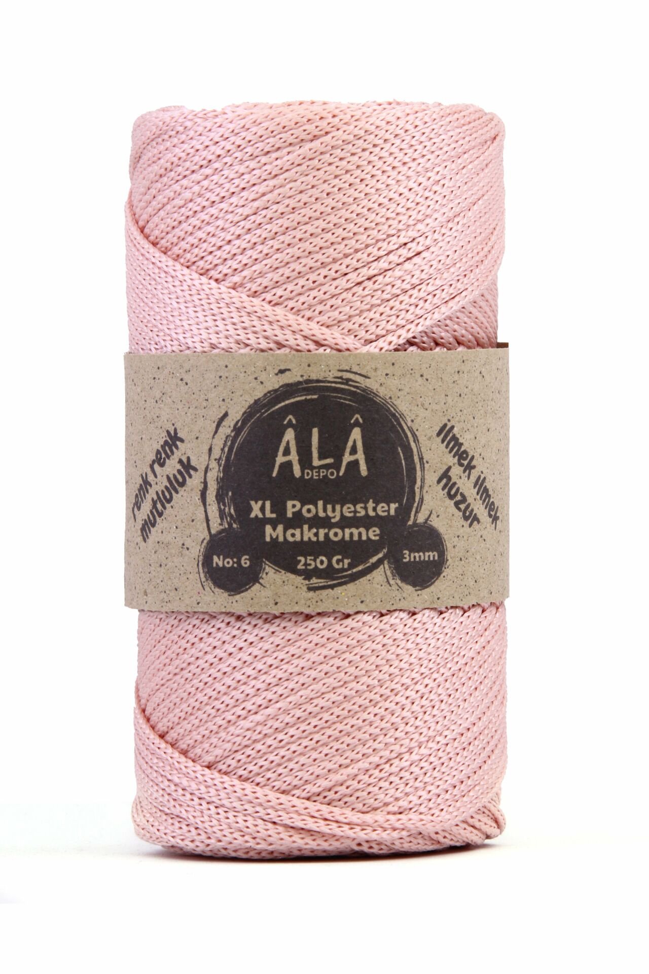 XL Polyester Makrome  No:6 - 3mm (Kalın) Çanta İpi Pudra