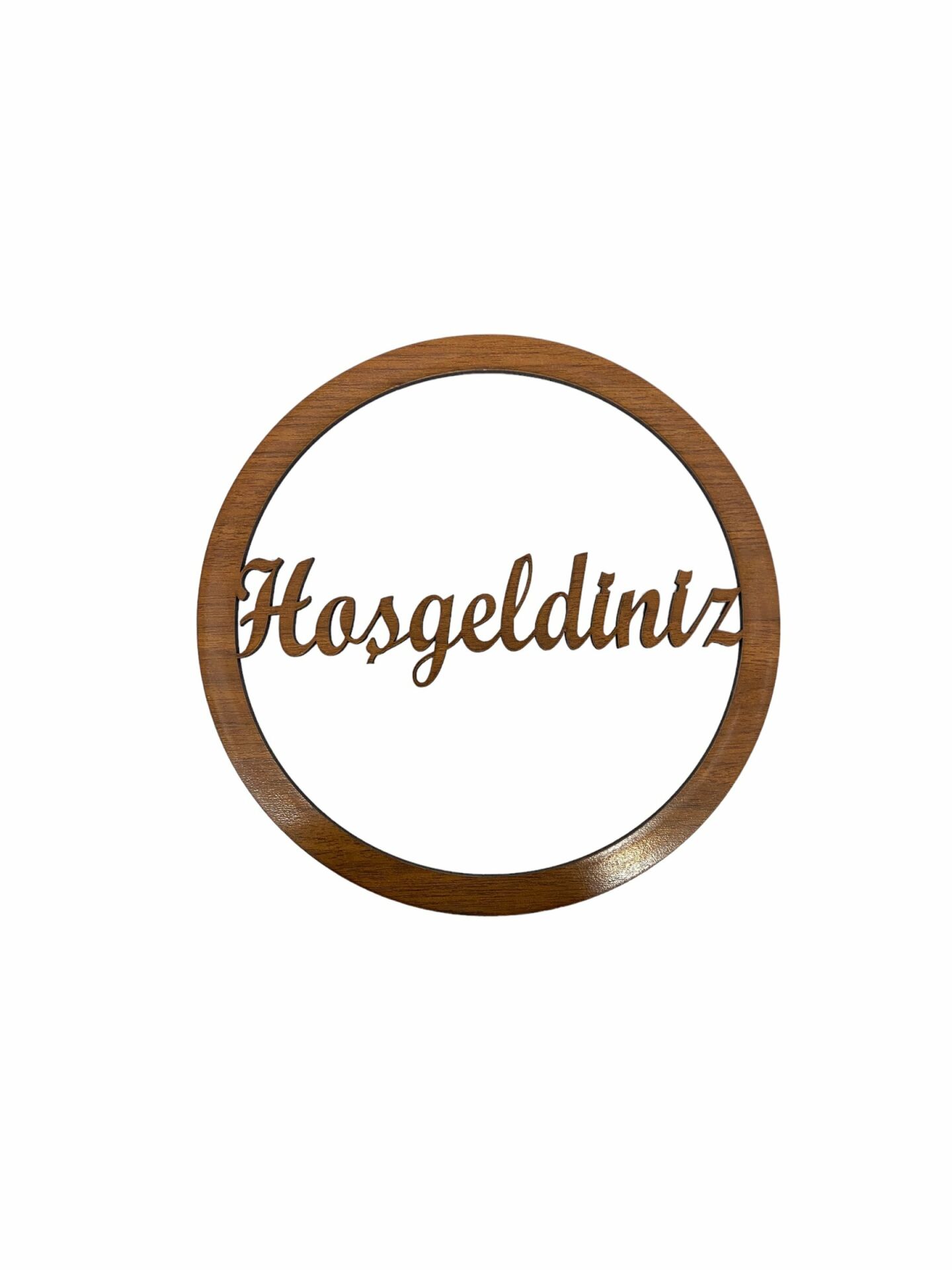 Ahşap Hoşgeldiniz  Makrome Kasnak Kapı Süsü Ceviz