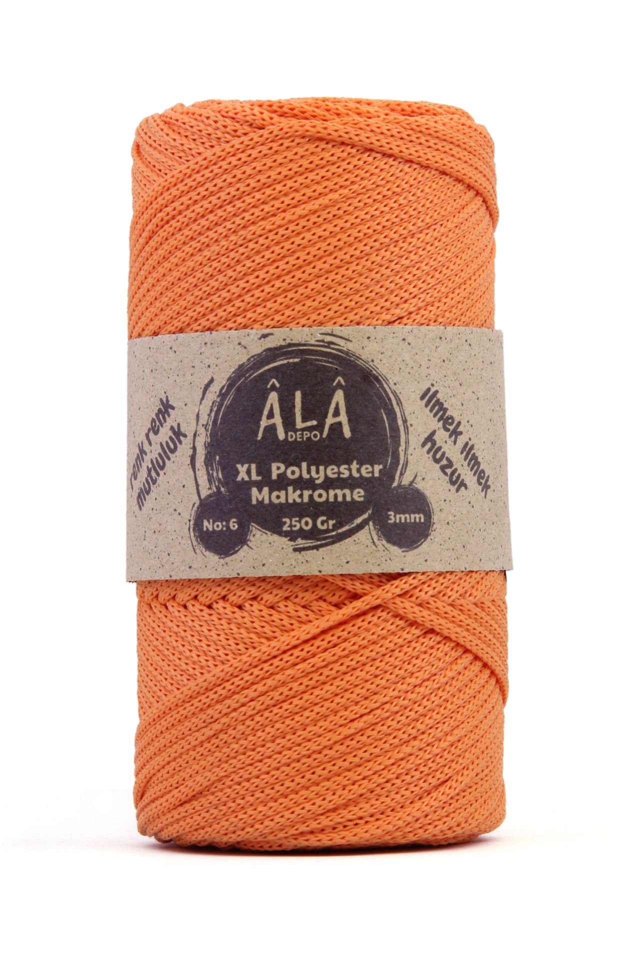 XL Polyester Makrome  No:6 - 3mm (Kalın) Çanta İpi Portakal