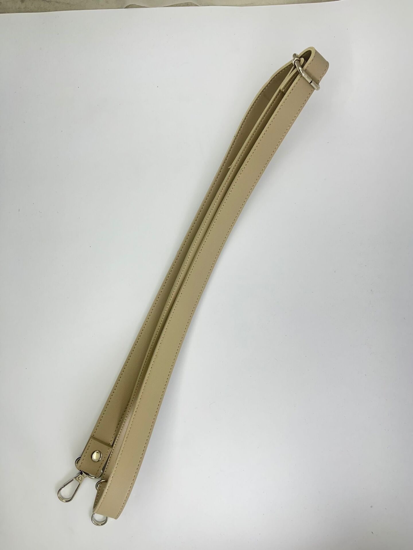 Postacı Model Ayarlı Deri Çanta Askısı Krem (115cm)