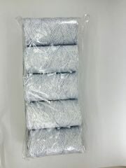 Polyester Soft Makrome İpi 2mm beyaz - mavi simli  - 5x200 Gram (Toplam 1Kg)