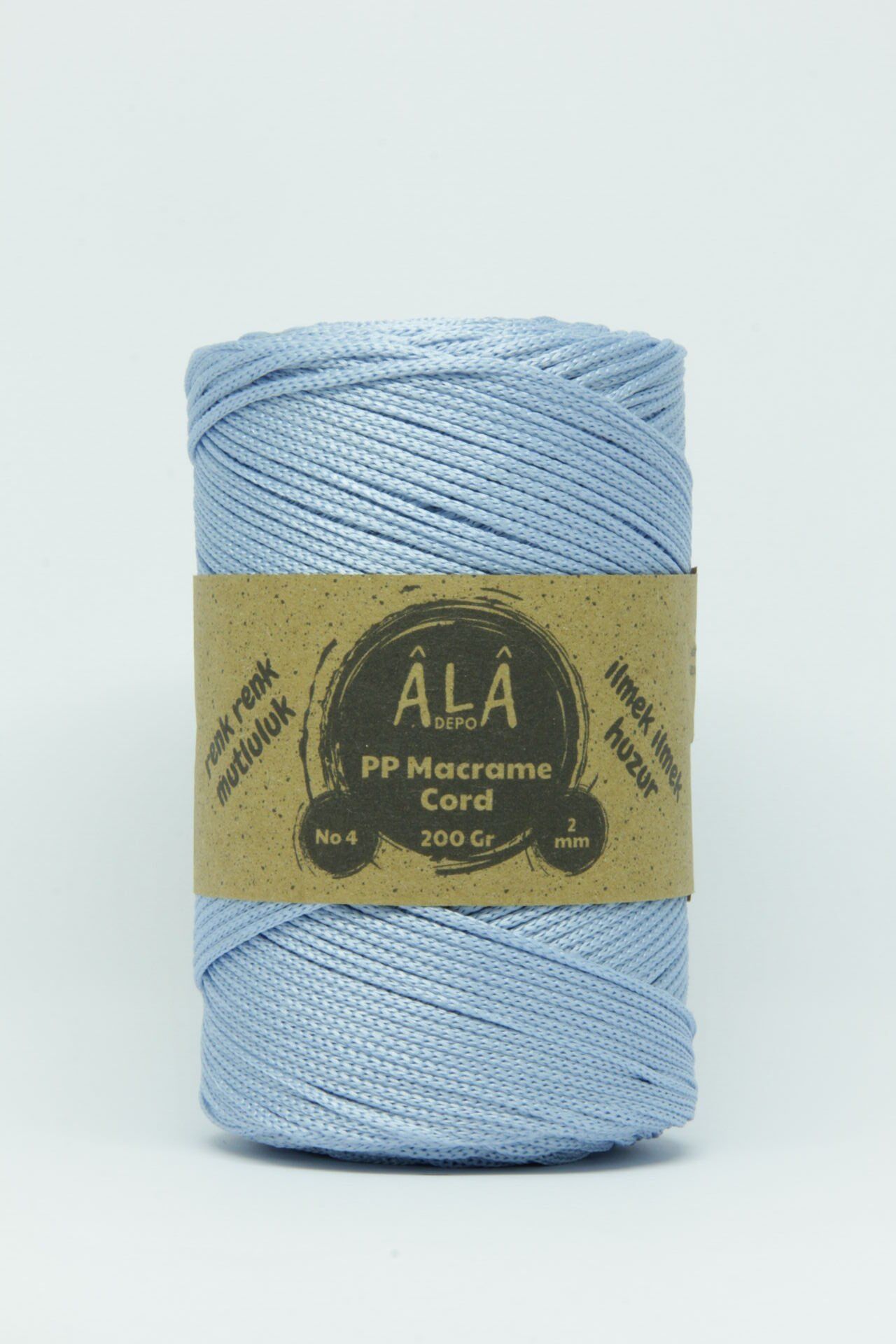 2 mm - 200 gr Polyester (PP) Makrome İpi 230 Mt Bebe Mavi