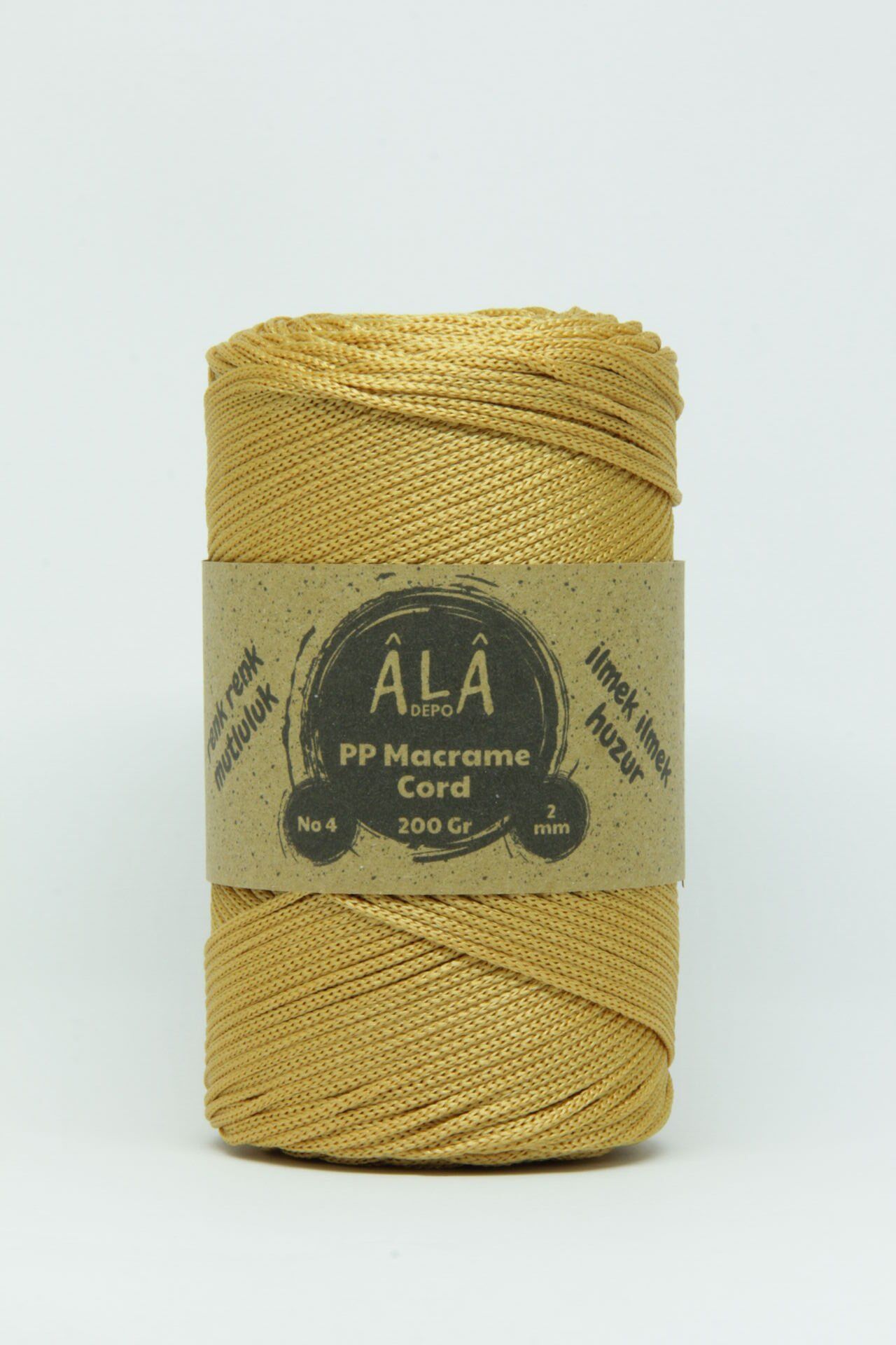 2 mm - 200 gr Polyester (PP) Makrome İpi 230 Mt Hardal