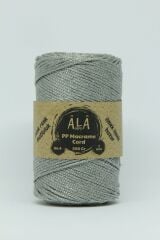 2 mm - 200 gr Polyester (PP) Makrome İpi 230 Mt Gümüş Üzeri Gümüş Simli