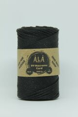2 mm - 200 gr Polyester (PP) Makrome İpi 230 Mt Siyah Üzeri Siyah Simli