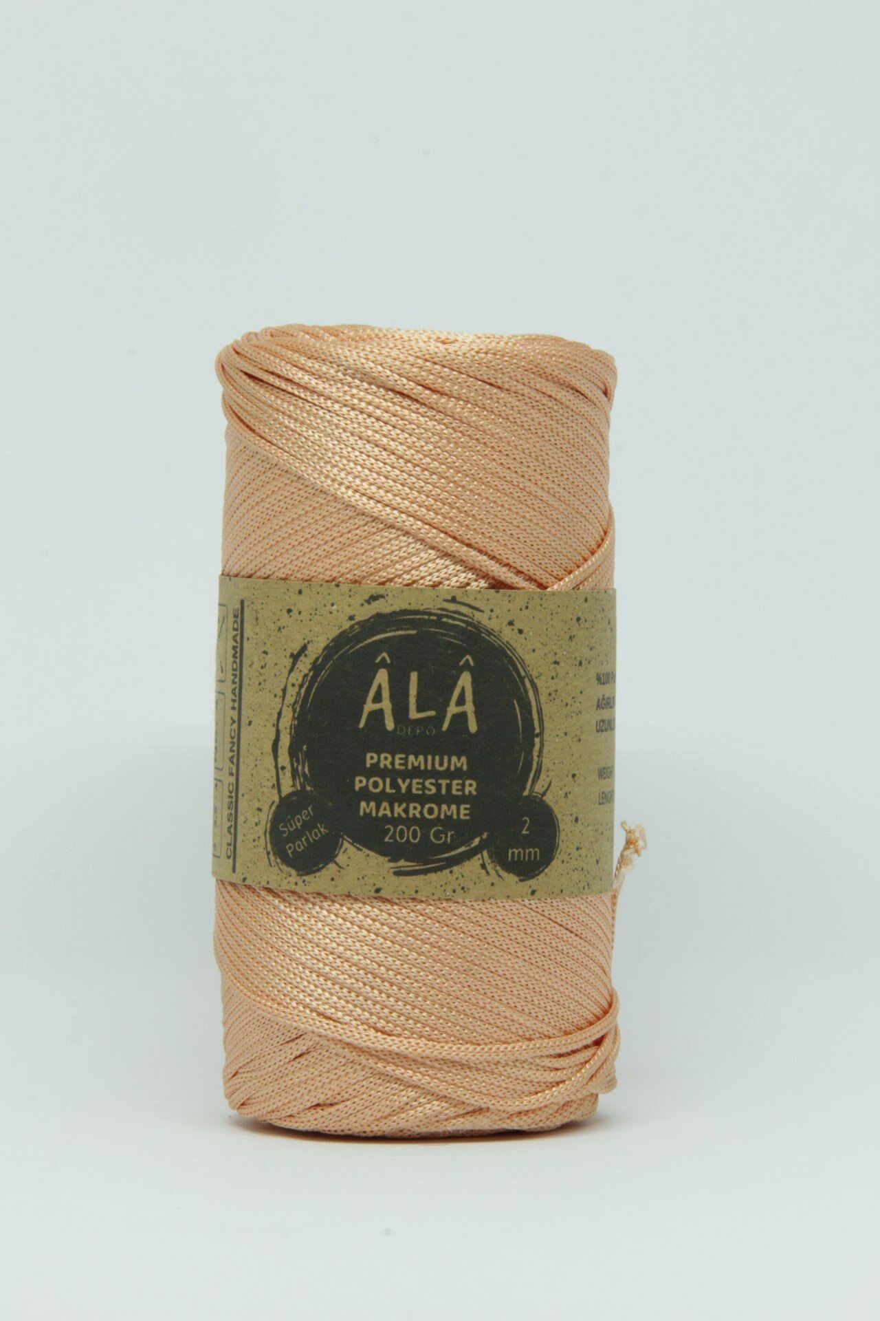 Premium Polyester Makrome İp (Süper Parlak) 2mm- 200Gr Yavru Ağzı