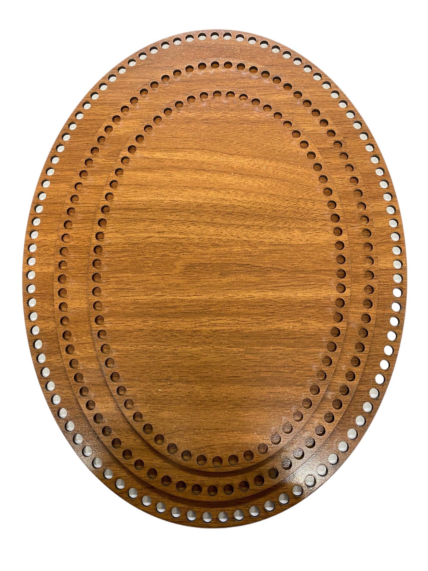 Ahşap Oval Elips Sepet Tepsi Tabanı Ceviz  3'lü