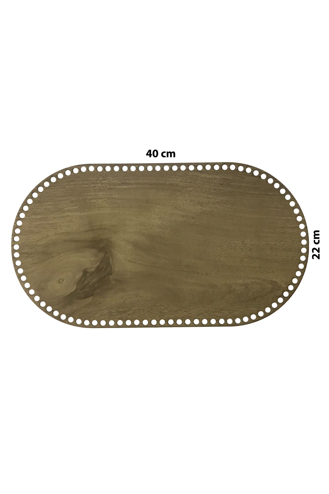 Ahşap Sepet Tepsi Tabanı 40x22 cm Oval Açık Meşe Çift Yüz 3mm MDF