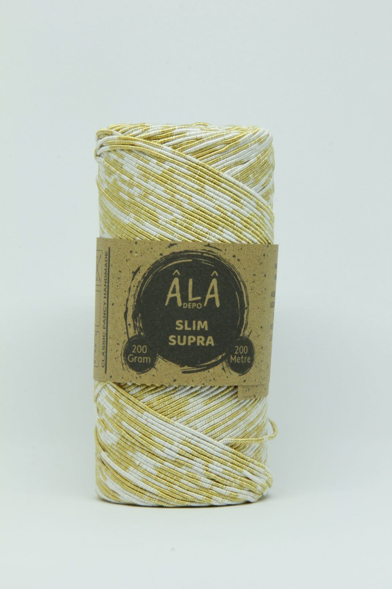 Slim Supra İp 200 Gram Mumlu İp Supla Çanta Runner İpi Beyaz Gold Kırçıllı