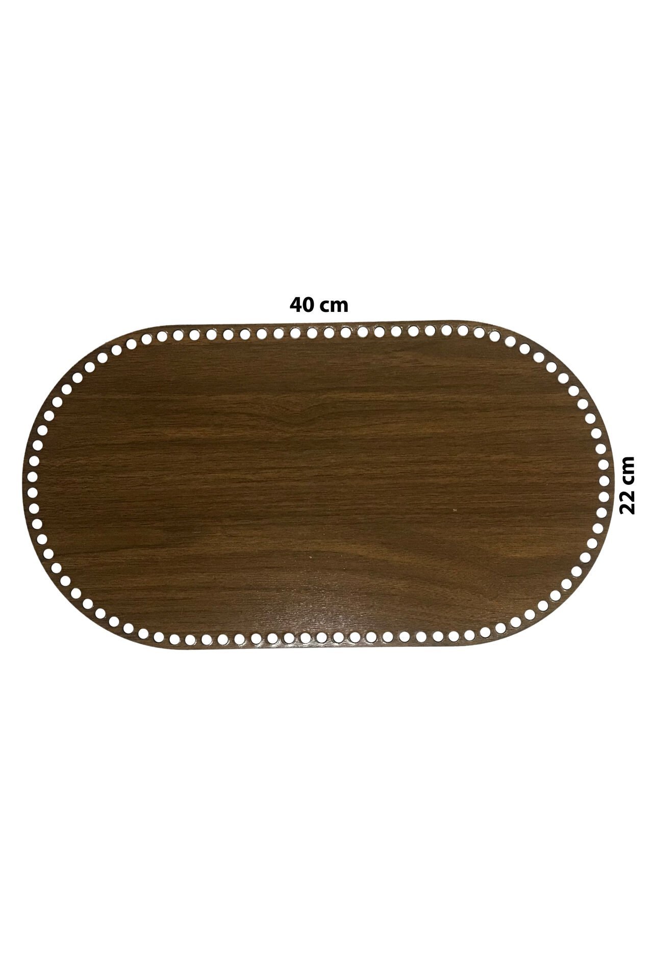 Ahşap Sepet Tepsi Tabanı 40x22 cm Oval Ceviz Çift Yüz 3mm MDF