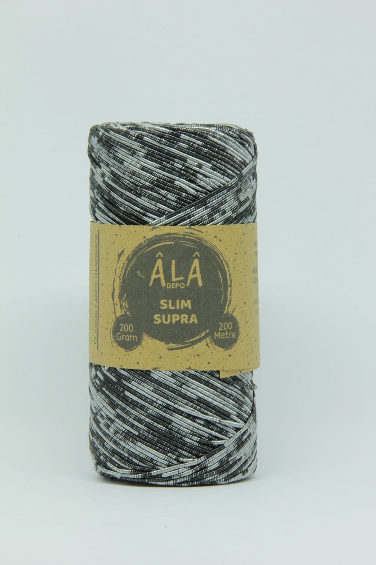 Slim Supra İp 200 Gram Mumlu İp Supla Çanta Runner İpi Siyah Gümüş Kırçıllı
