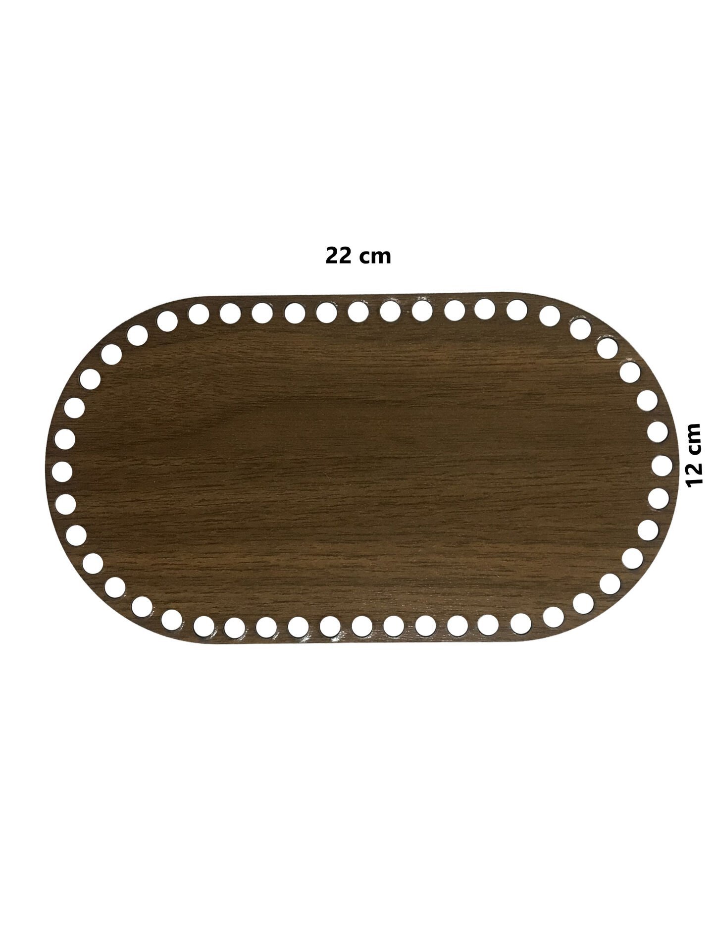 Ahşap Sepet Tepsi Tabanı 22x12 cm Oval Ceviz Çift Yüz 3mm MDF
