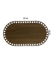Ahşap Sepet Tepsi Tabanı 22x12 cm Oval Ceviz Çift Yüz 3mm MDF