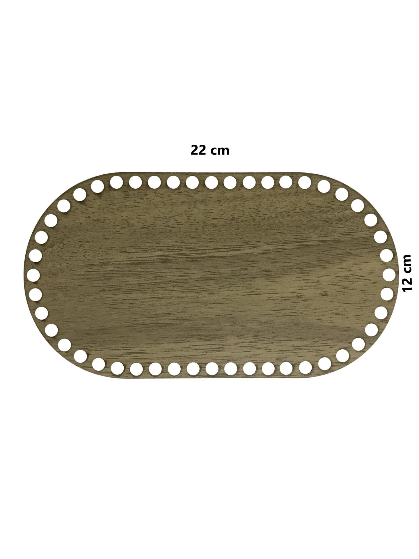 Ahşap Sepet Tepsi Tabanı 22x12 cm Oval Açık Meşe Çift Yüz 3mm MDF