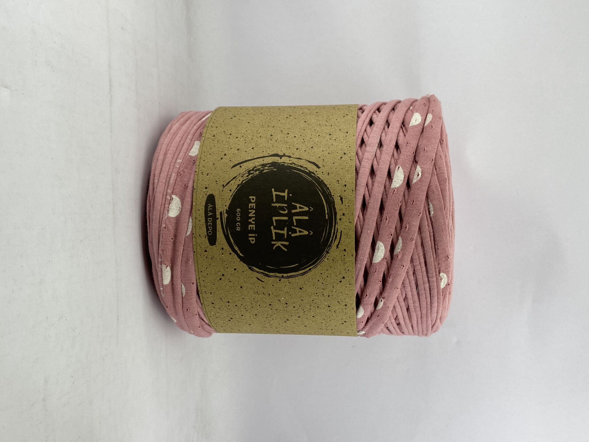 Penye İp Çanta Sepet Paspas Örgü İpi 600 Gram Pembe-Beyaz