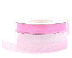 10 mm Organze Tül Kurdele 22 Metre Pembe