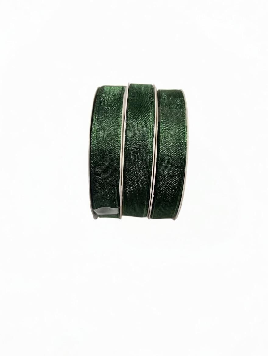 10 mm Organze Tül Kurdele 22 Metre Haki Yeşil