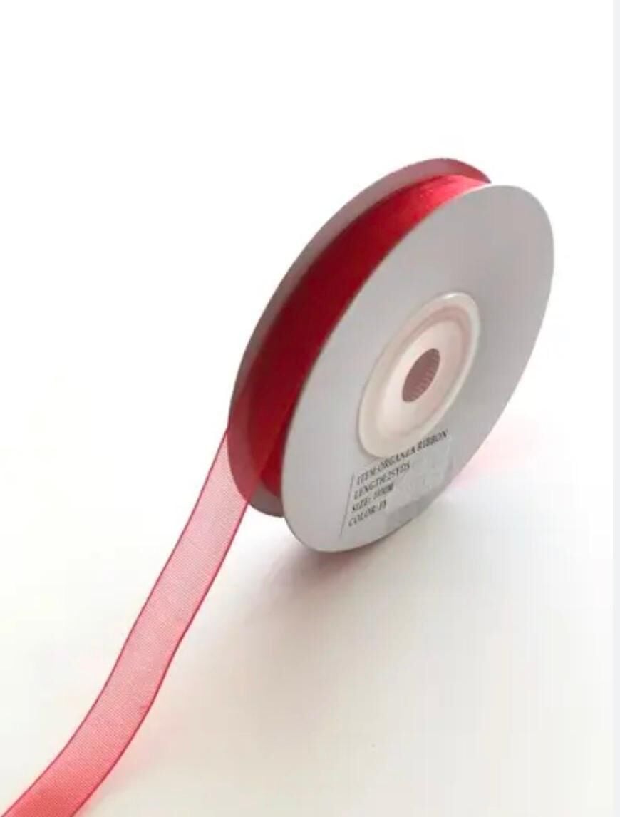 10 mm Organze Tül Kurdele 22 Metre Kırmızı